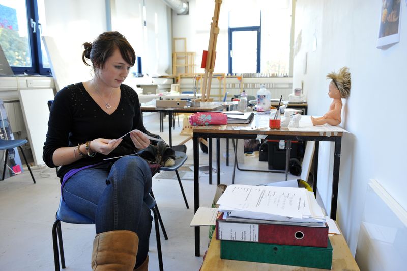 Student working in workshop.