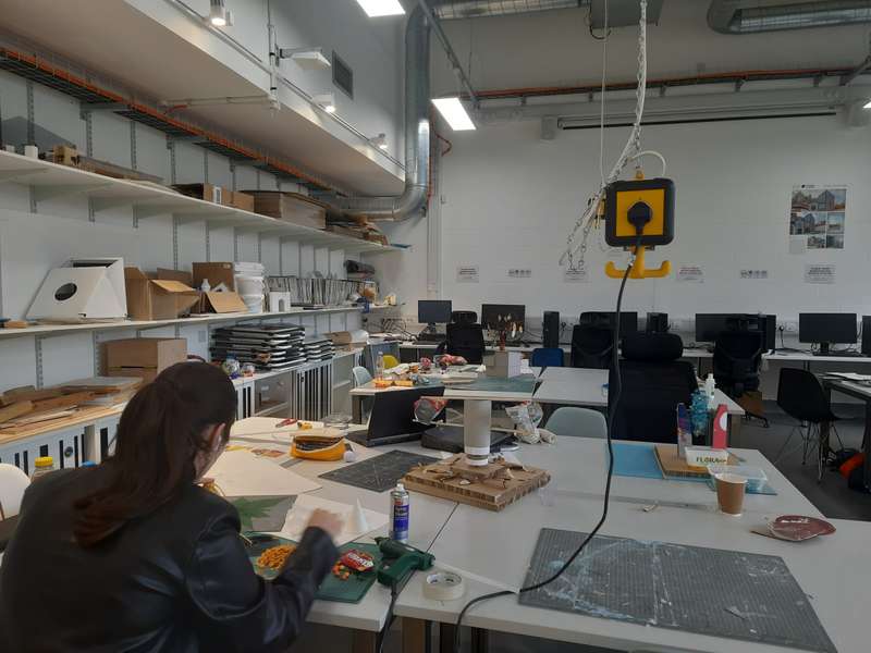 Student working in workshop.