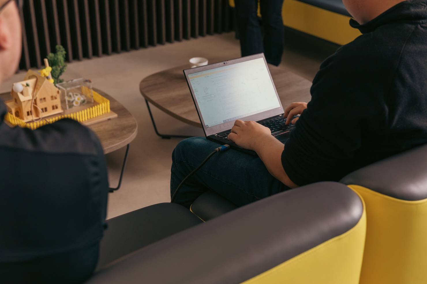 Student working on a laptop