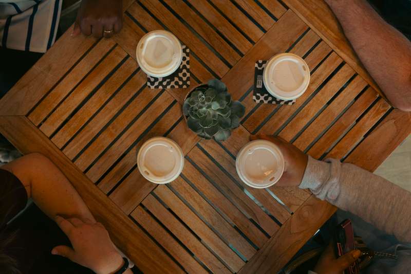 Cups of coffee on a table