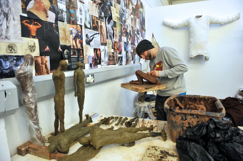 Student working in workshop.