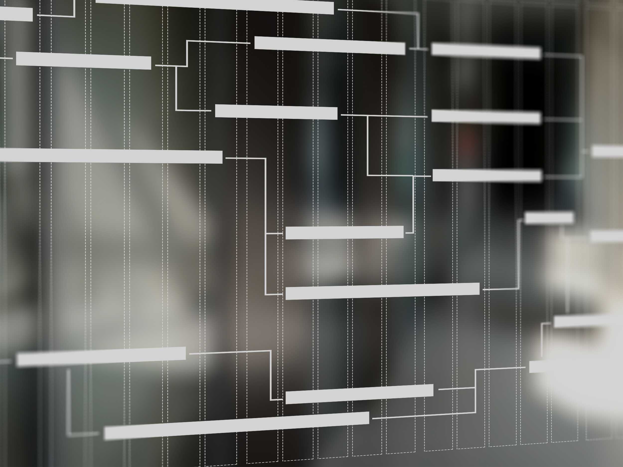 Project management chart on virtual screen