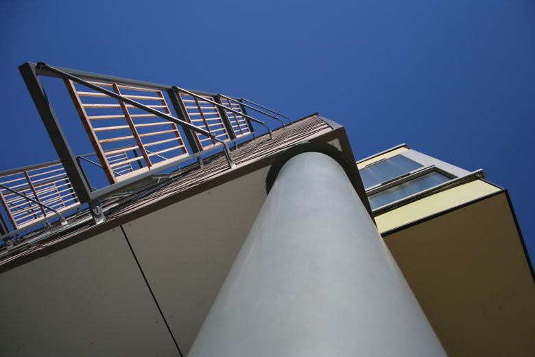 Close-up of Athena Hall