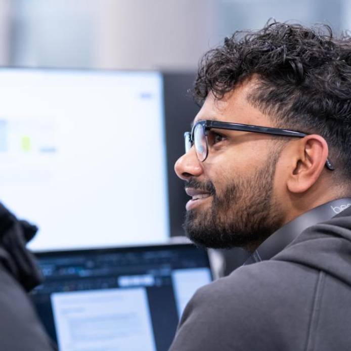 Close-up of a student at a computer