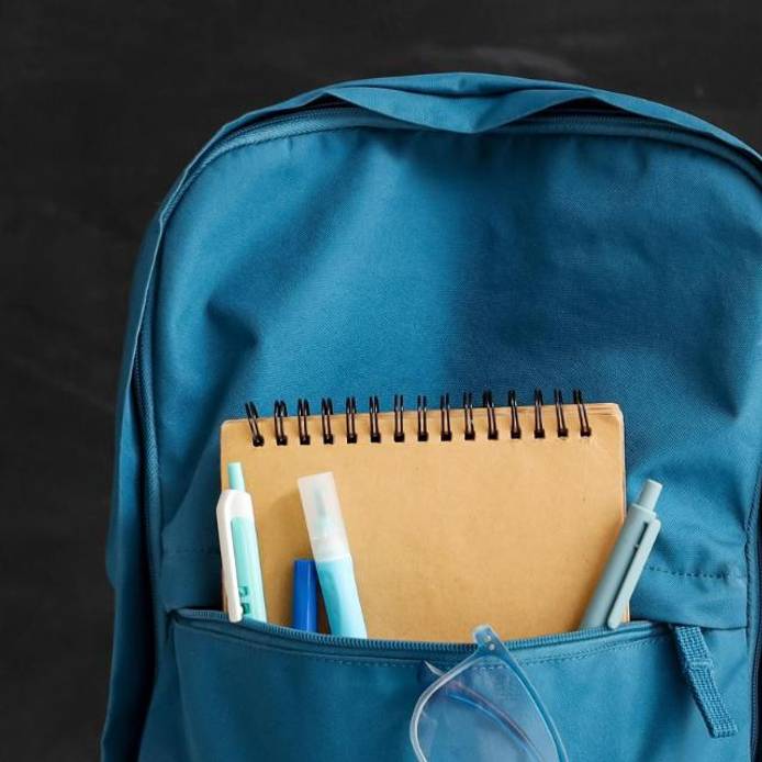 Blue school backpack