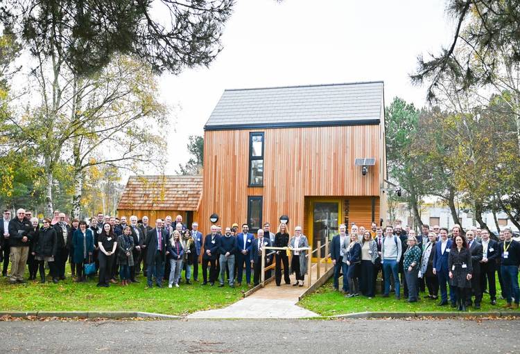 Stakeholders at the opening of the DigiTech Smart House gathered outside the Smart House