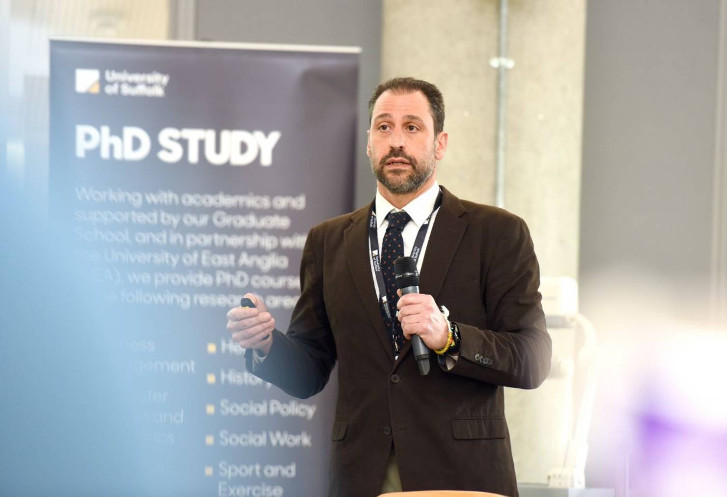 Dr Manos Georgiadis at the Research and Public Engagement Conference- University of Suffolk