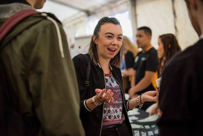 Close-up of a student at Freshers Fair