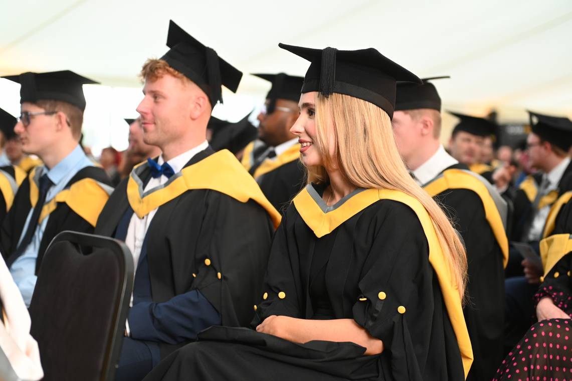 Students sitting in a graduation ceremony