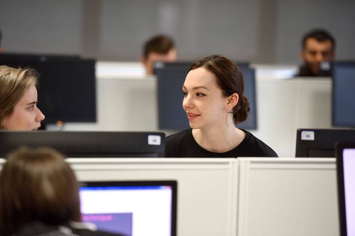 Close-up of a student in a computer suite