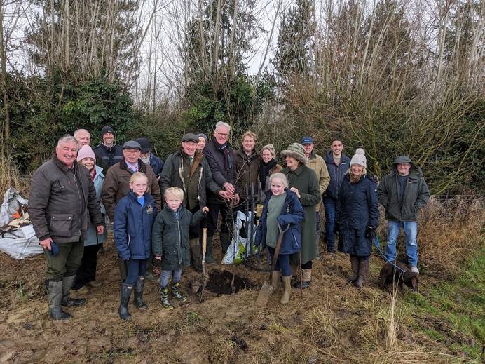 crowd with tree sapling