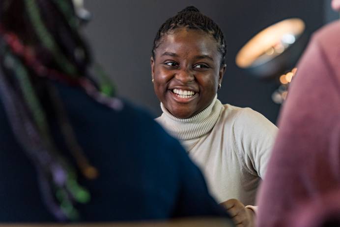Close-up of student in a cafe