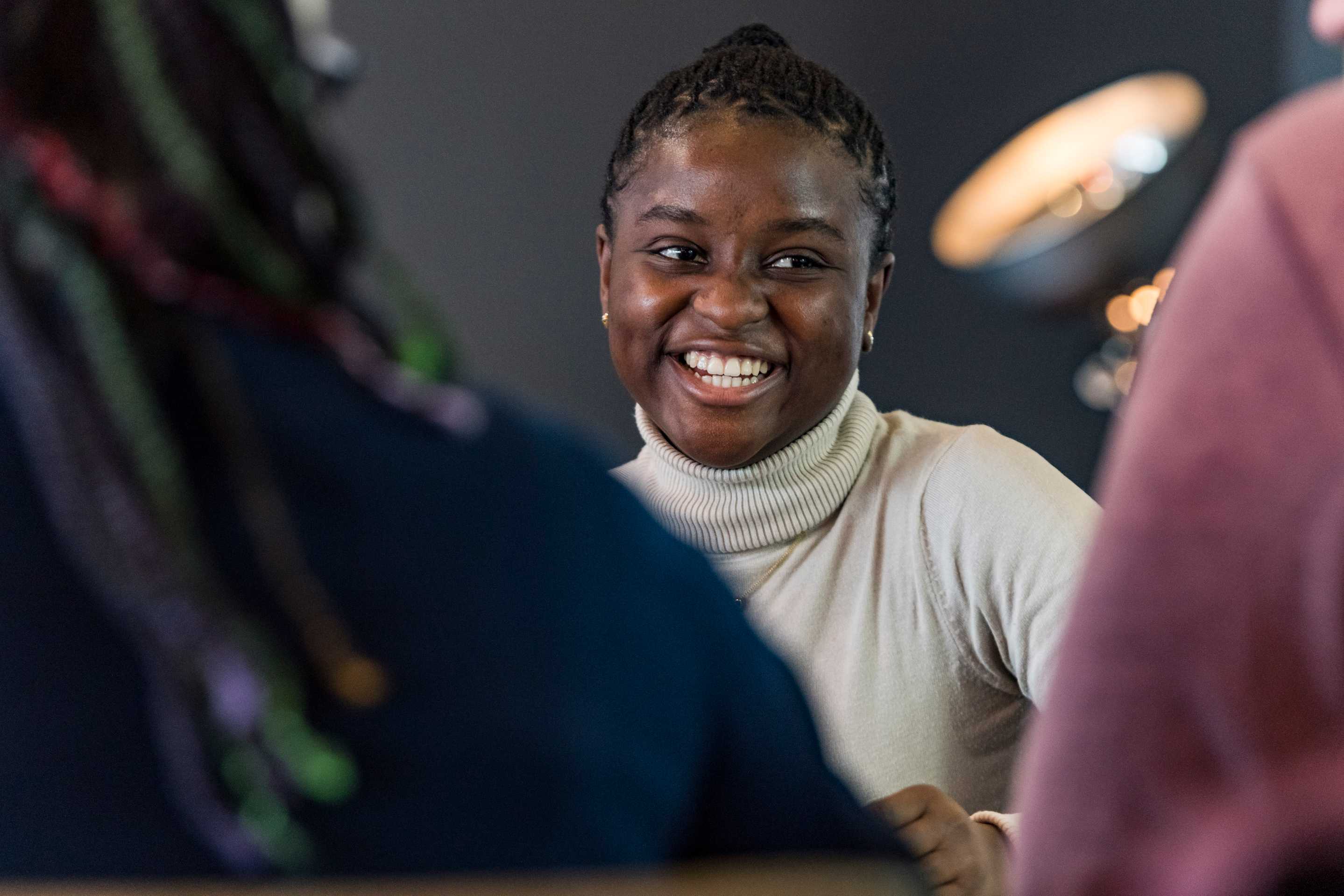 Close-up of student in a cafe