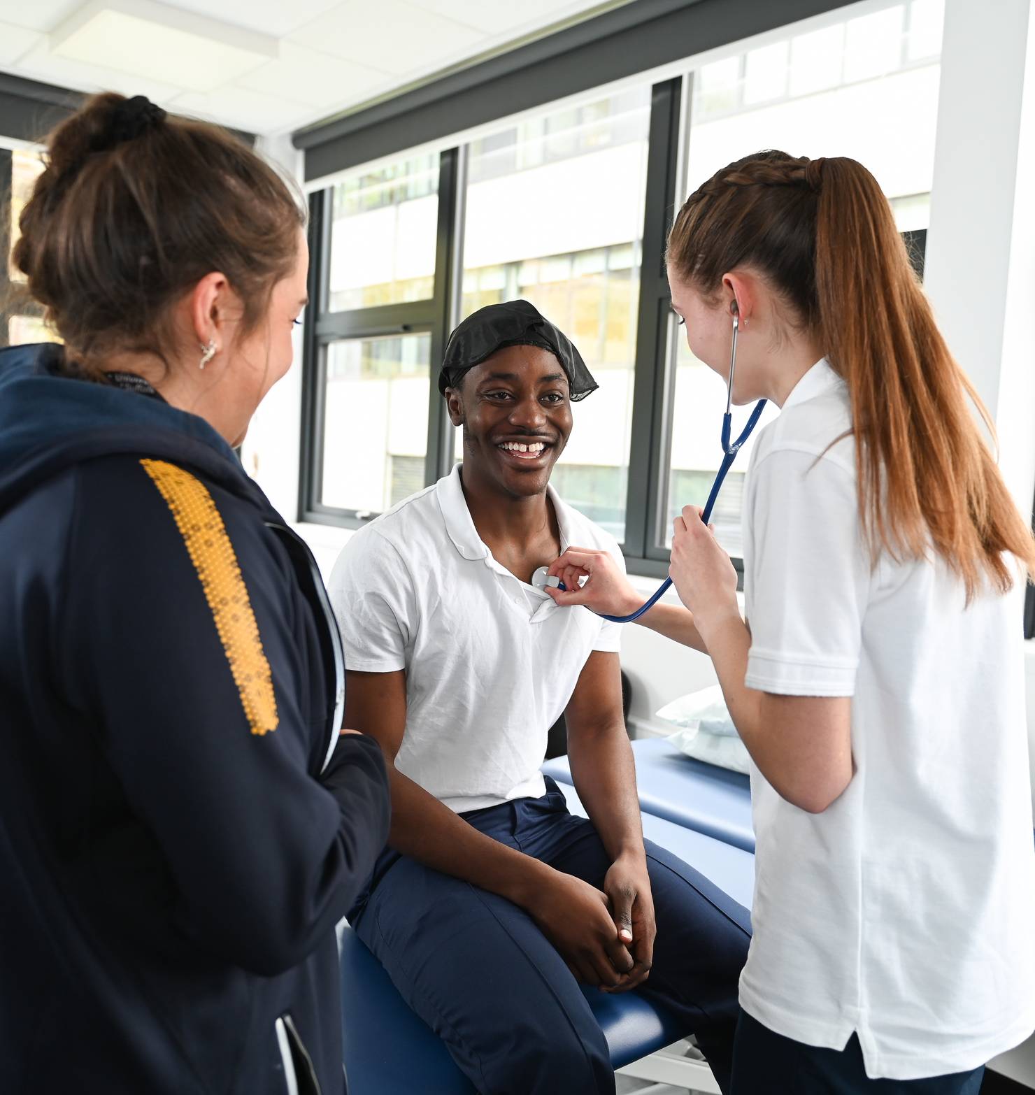 Students checking heart rate