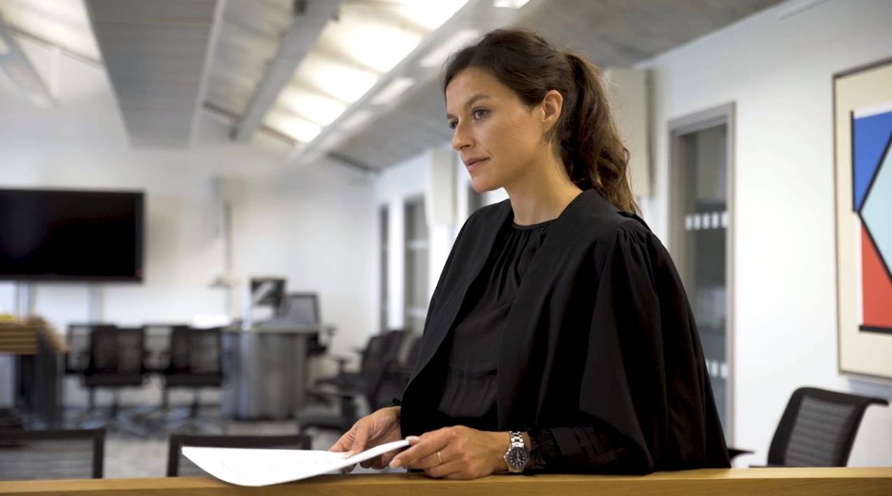 Student in mock court room