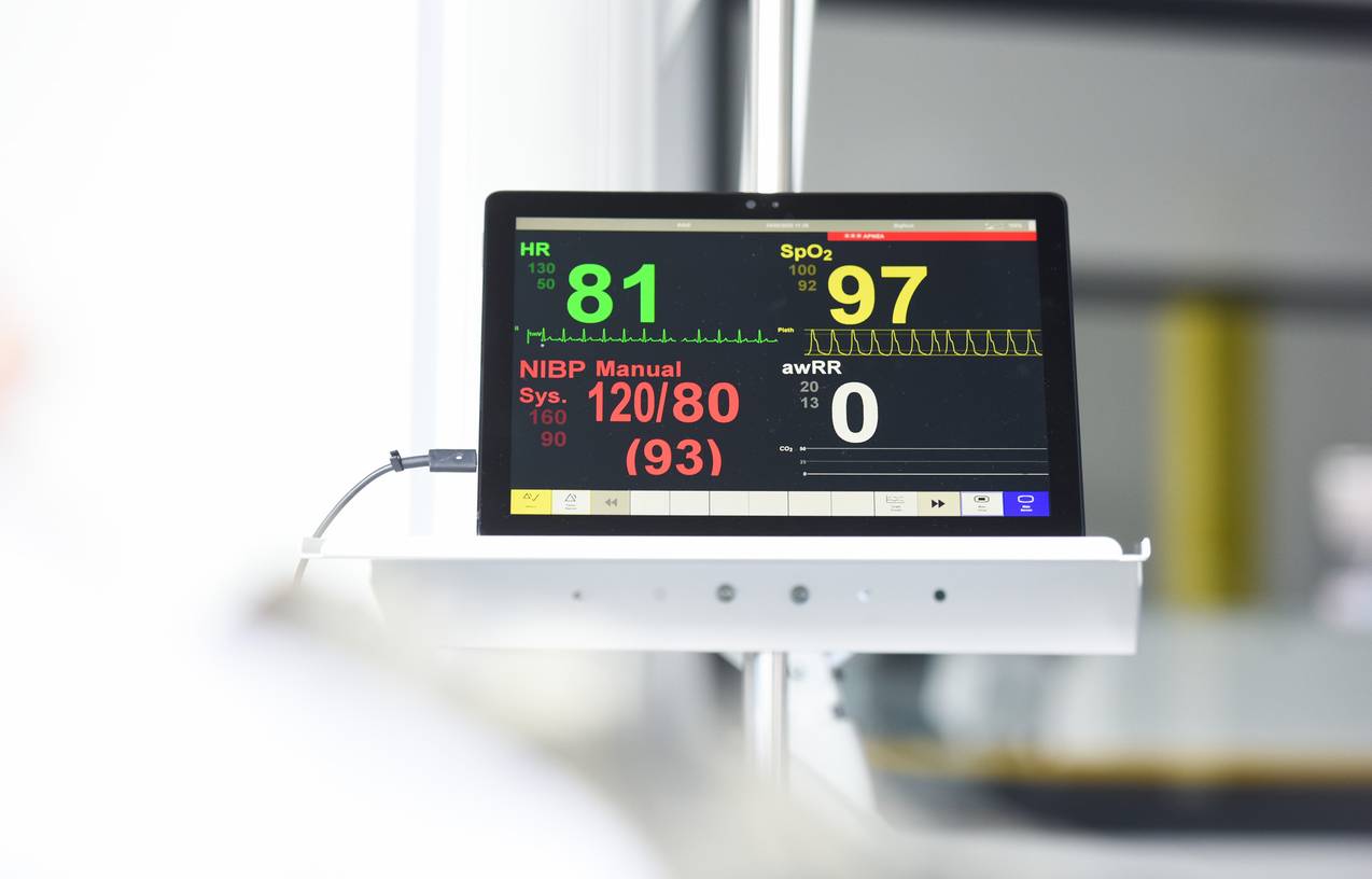 Tablet displaying vital signs