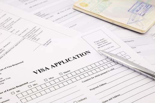 Close-up of a visa application