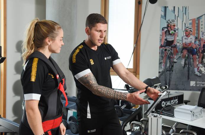 Two students in sports lab