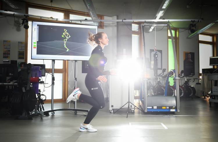 A student running being analysed