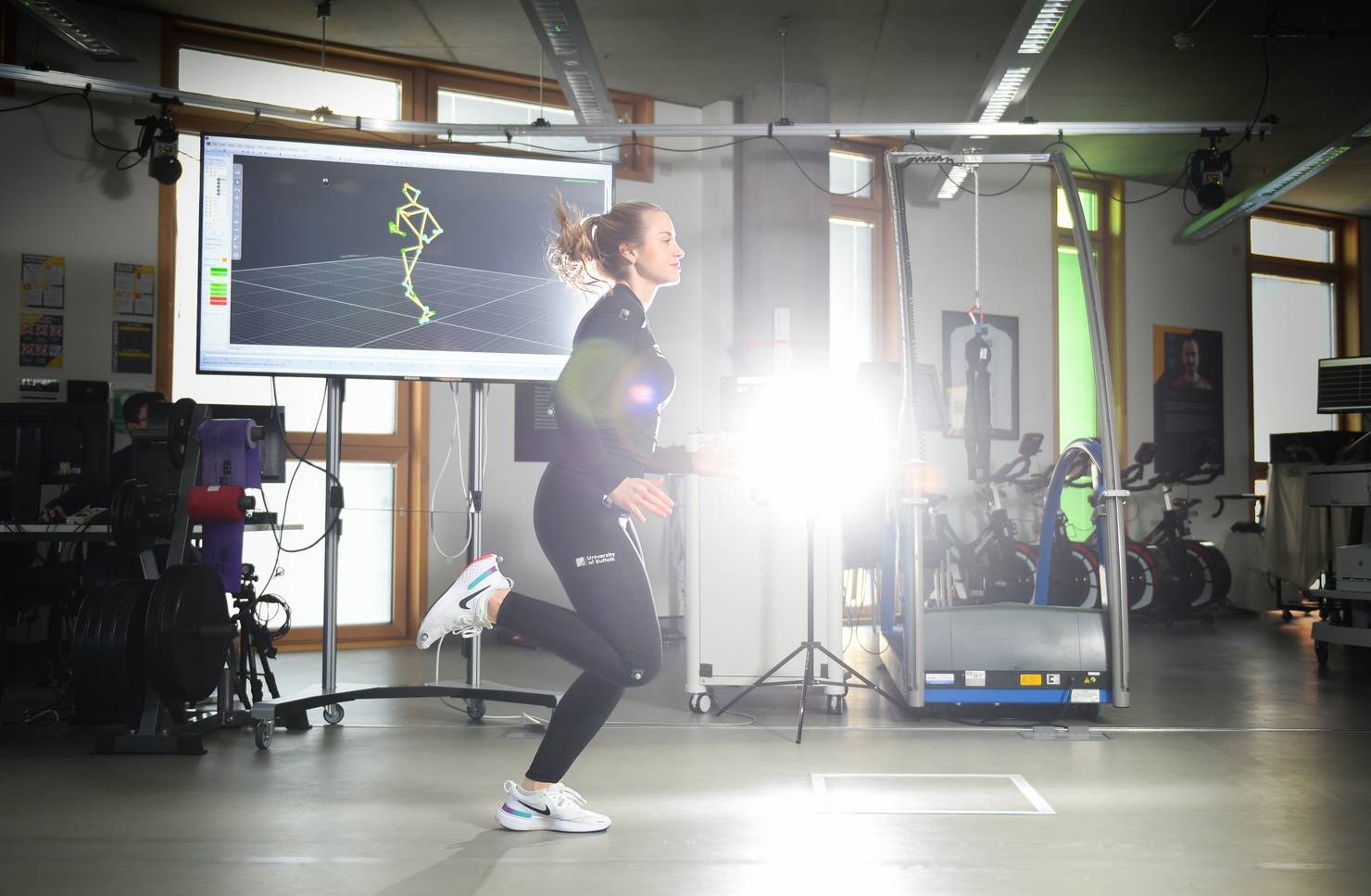 A student running being analysed