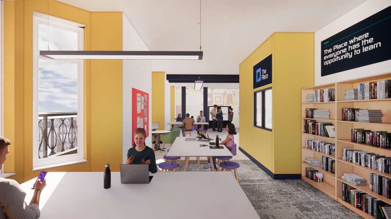The Place university centre student lounge artist's impression