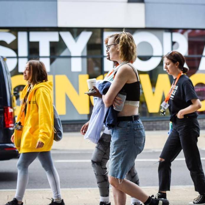 A group of students walking